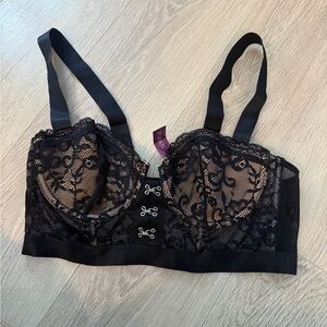 Adore Me Black Lace Longline Bra
